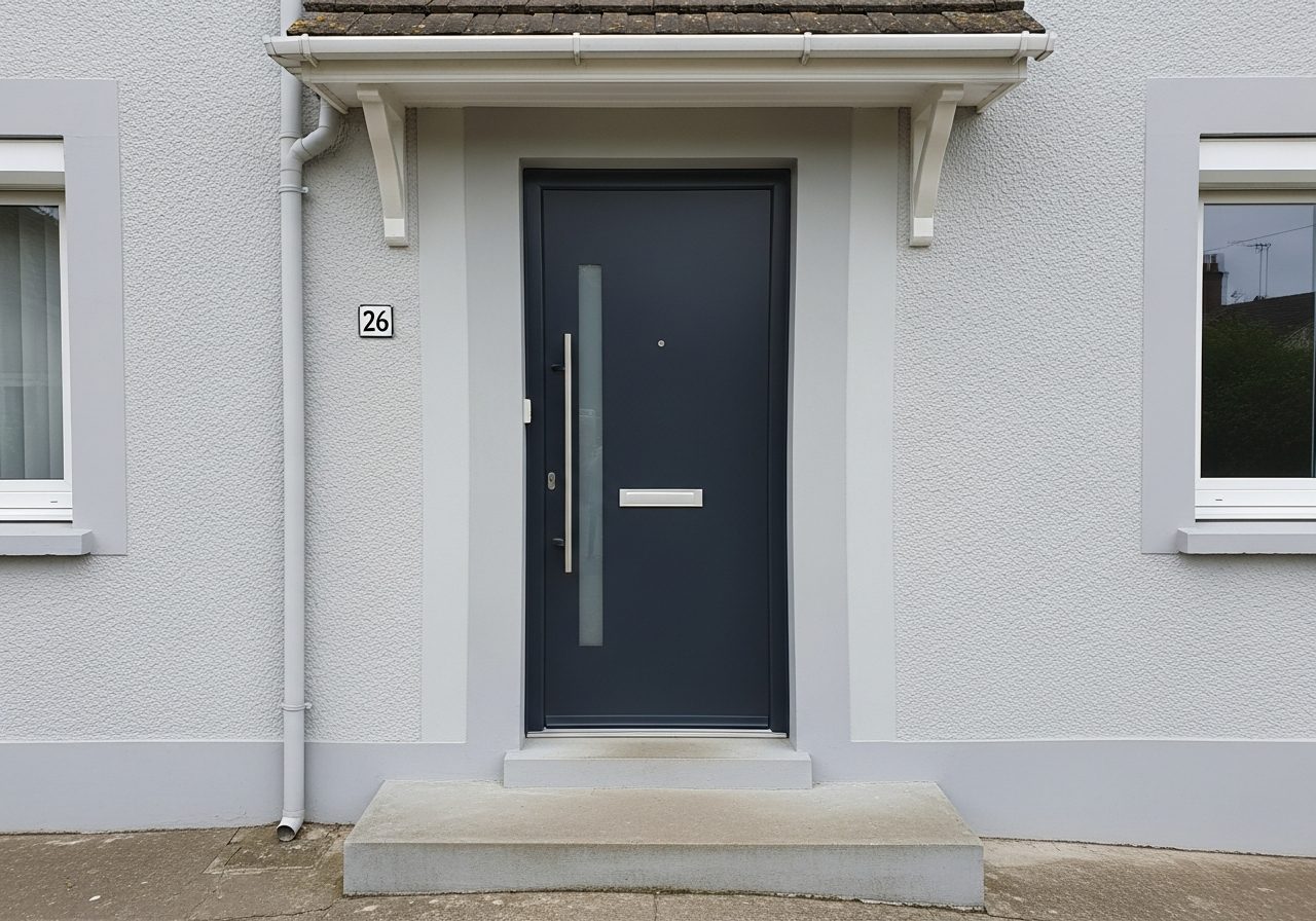 Porte d'entrée aluminium sur une maison individuelle